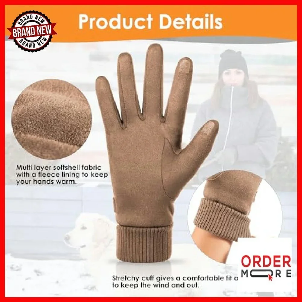 Women's Fleece Lined Touchscreen Winter Gloves Thermal Cold Weather